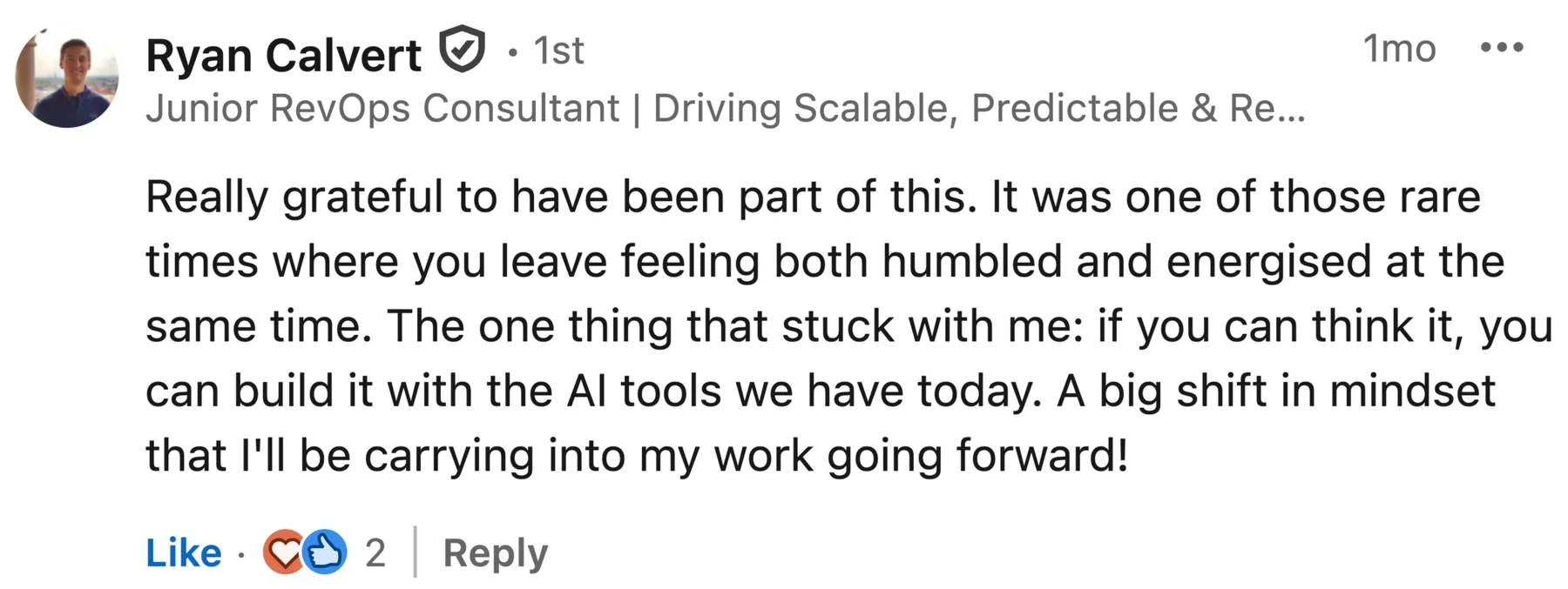 Participant feedback screenshot 7 from a AI hackathon