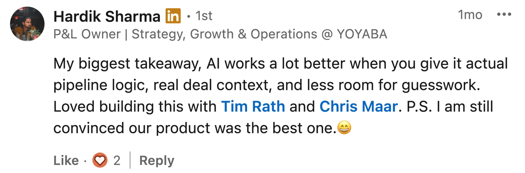 Participant feedback screenshot 8 from a AI hackathon